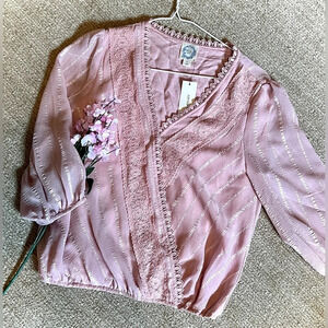 Blue Rain NWT Soft Pink Lace Blouse - Small